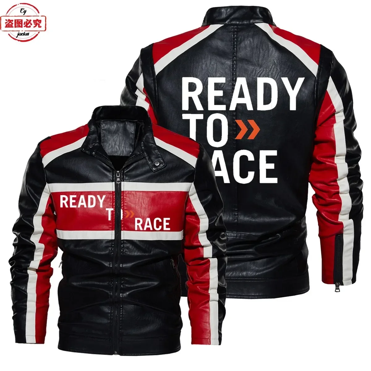 Leather Work Jacket With Hood - レース準備完了ロゴ入りオフロード耐久レース用フード付きレザージャケットPUレザージャケットメンズサイクリングスーツチームワークユニフォーム