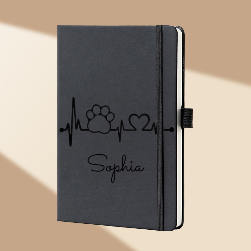 Leatherwork Journal - カスタムネーム入り花柄モノグラムA5フェイクレザー日記帳ハードカバーノートブック仕事旅行ホリデーギフト