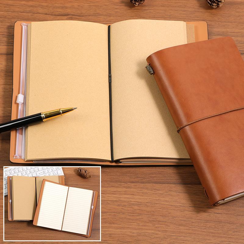 Leatherwork Journal - 新発売 ヴィンテージPUレザー製 リフィル式ノート ソフトカバー ルーズリーフページ 旅行、仕事、学校、日々の記録用