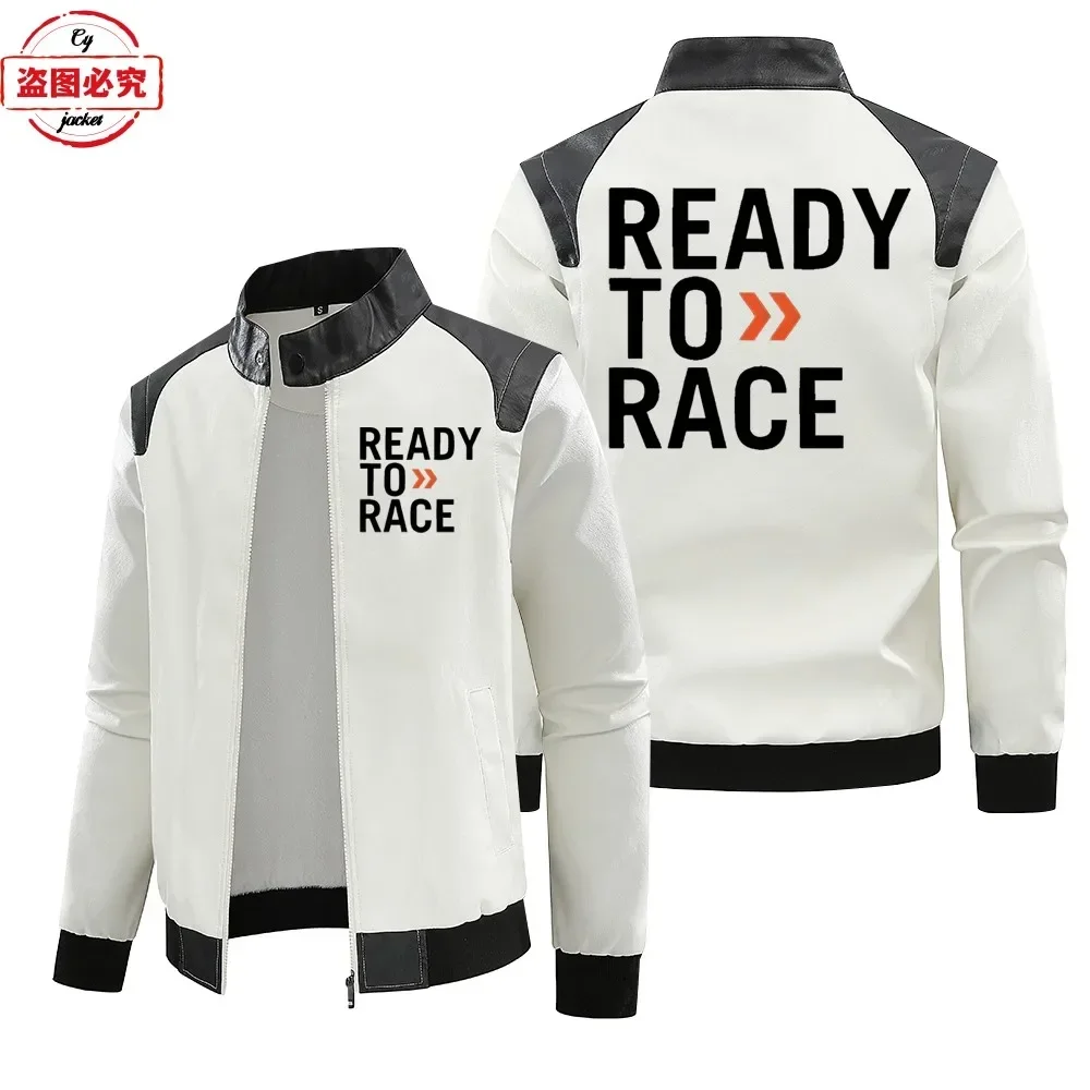 Leather Work Jacket With Hood - レース準備完了ロゴ入りオフロード耐久レース用フード付きレザージャケットPUレザージャケットメンズサイクリングスーツチームワークユニフォーム