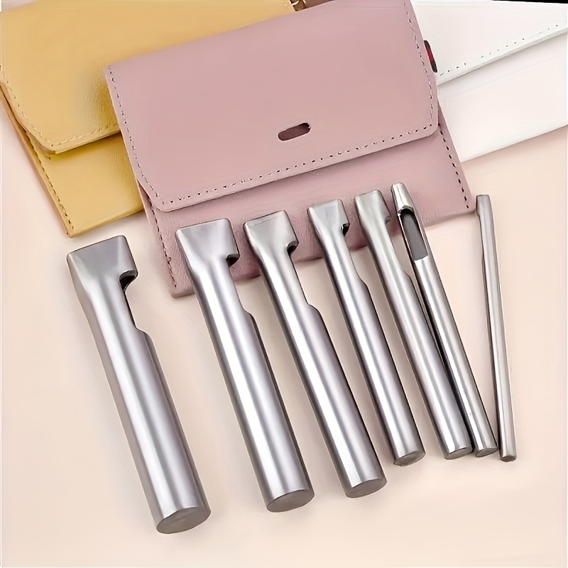 Leatherwork Hole Punch - 5個入り レザー用オーバルホールパンチャー 長方形穴あけパンチ 腕時計バンド用フラットパンチ ヘビーデューティー中空パンチ DIYレザークラフトツール