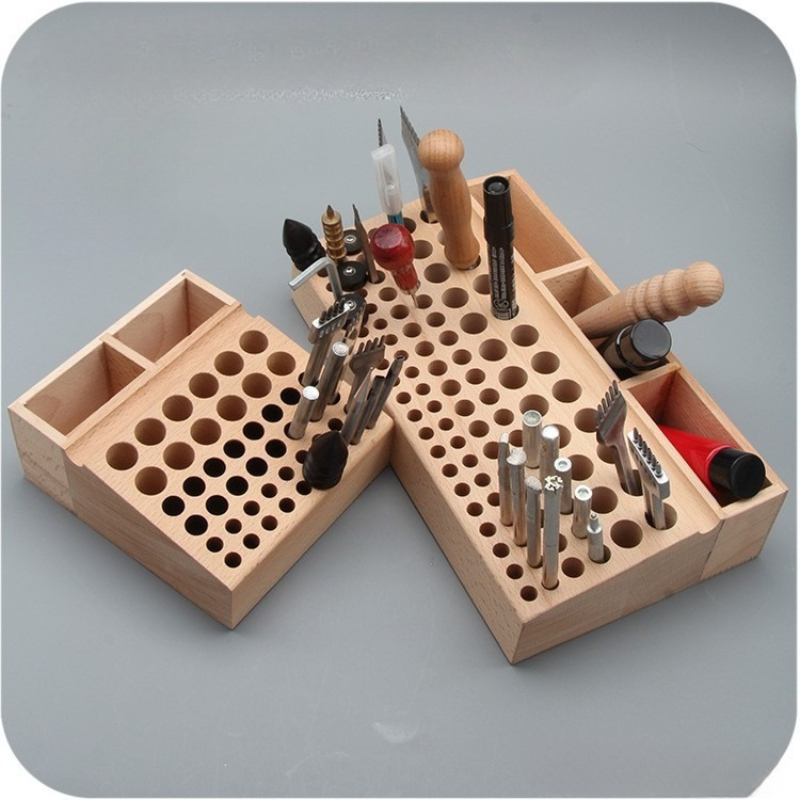 Leatherwork Hole Punch - 46/98穴付きレザークラフトツールホルダー、革細工用ツール収納ボックス、パンチツールオーガナイザー収納