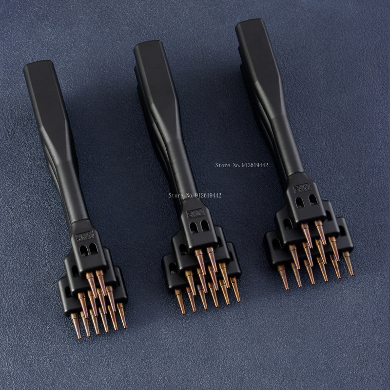 Leatherwork Hole Punch - 4mm/5mm/6mm革製品加工用丸穴列パンチヘッドDIYレザークラフト手縫い穴補助パンチングツール