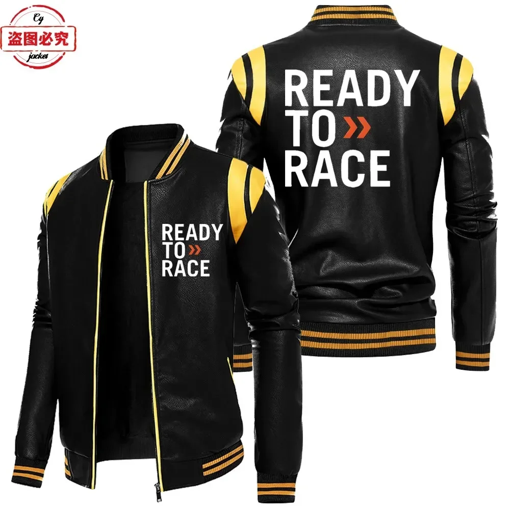 Leather Work Jacket With Hood - レース準備完了ロゴ入りオフロード耐久レース用フード付きレザージャケットPUレザージャケットメンズサイクリングスーツチームワークユニフォーム