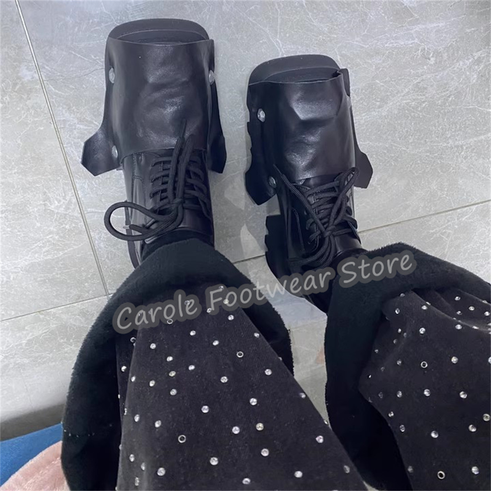 ファッションスクエアトゥチャンキーボトムダービーシューズ男性 - Leatherwork Rivets のレビューと価格