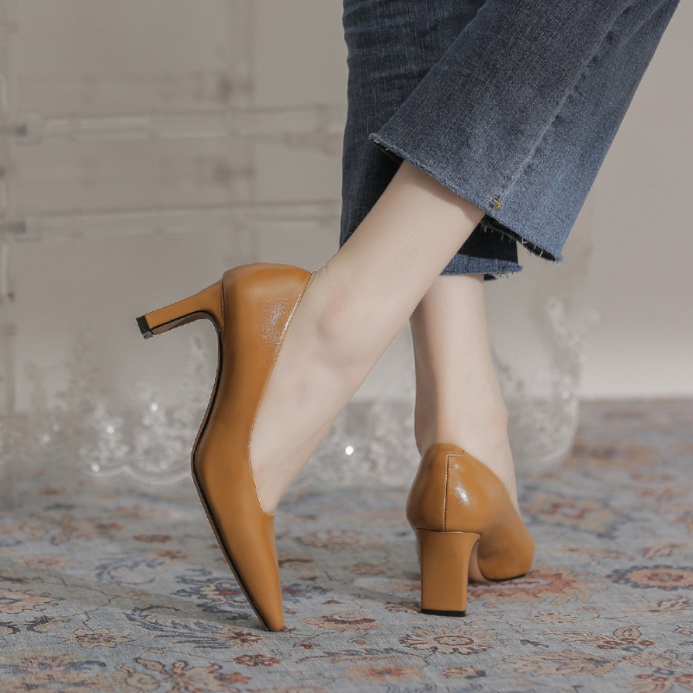 女性用の黒のミッドヒールレザーシューズ,仕事,仕事,仕事,シ - Leather Work Women Shoes のレビューと価格
