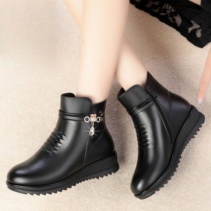 2025年冬 厚底ヒール レディース 暖かいブーツ - ファ - Leather Work Women Shoes のレビューと価格