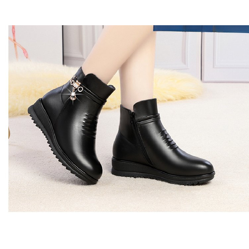 2025年冬 厚底ヒール レディース 暖かいブーツ - ファ - Leather Work Women Shoes のレビューと価格