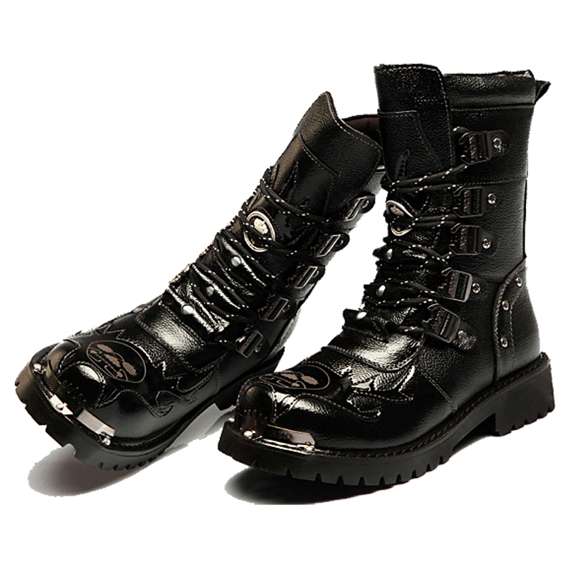 メンズコンバットブーツ新しい冬ハイトップ作業安全靴秋ミドルチ - Leatherwork Rivets のレビューと価格