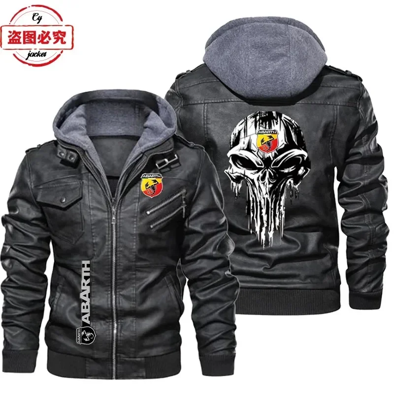 ヨーロッパサイズ レザージャケット ABARTH 車ロゴ レ - Leather Work Jacket With Hood のレビューと価格