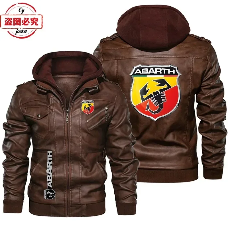 ヨーロッパサイズ レザージャケット ABARTH 車ロゴ レ - Leather Work Jacket With Hood のレビューと価格