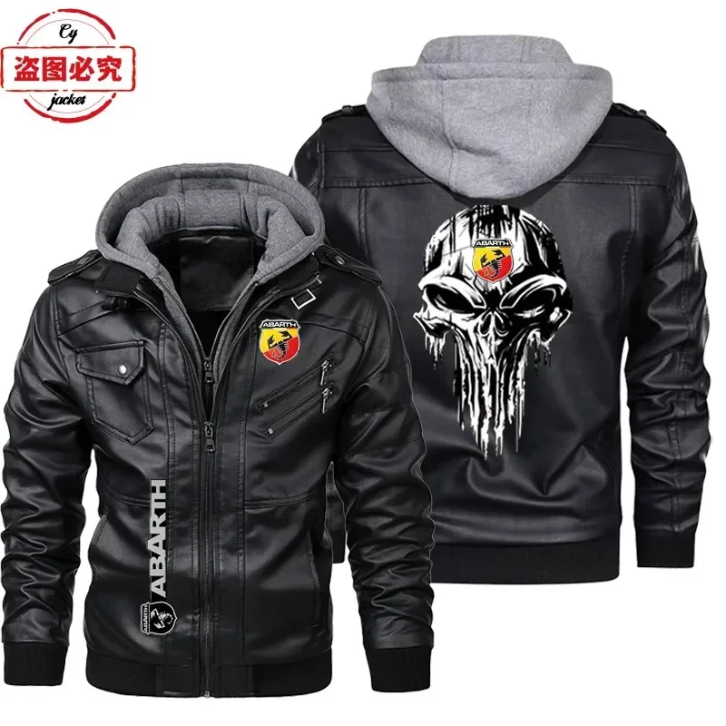 ヨーロッパサイズ レザージャケット ABARTH 車ロゴ レ - Leather Work Jacket With Hood のレビューと価格