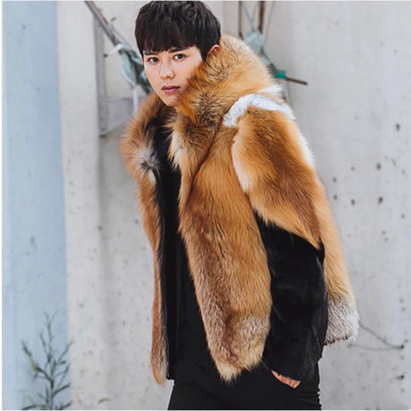 2026年 メンズ フェイクファー フォックスコート ショー - Leather Work Jacket With Hood のレビューと価格