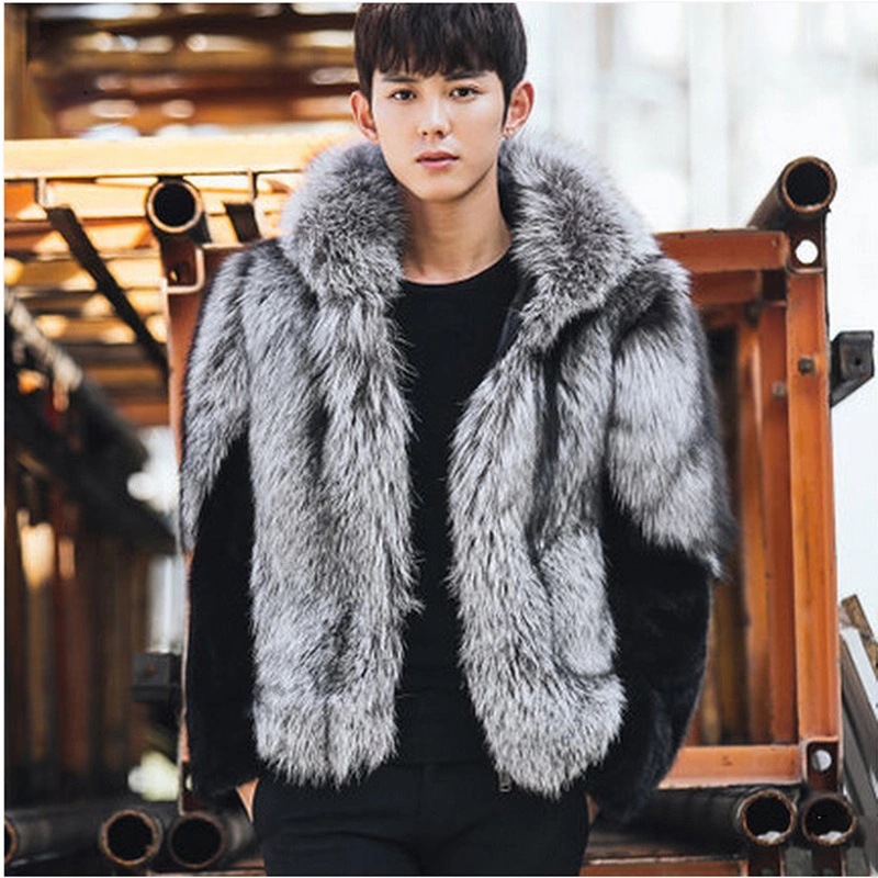 2026年 メンズ フェイクファー フォックスコート ショー - Leather Work Jacket With Hood のレビューと価格