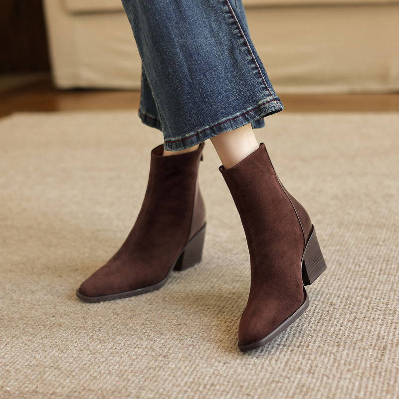 2027年新作ブランド 本革ブーツ レトロハイヒール アンク - Leather Work Women Shoes のレビューと価格