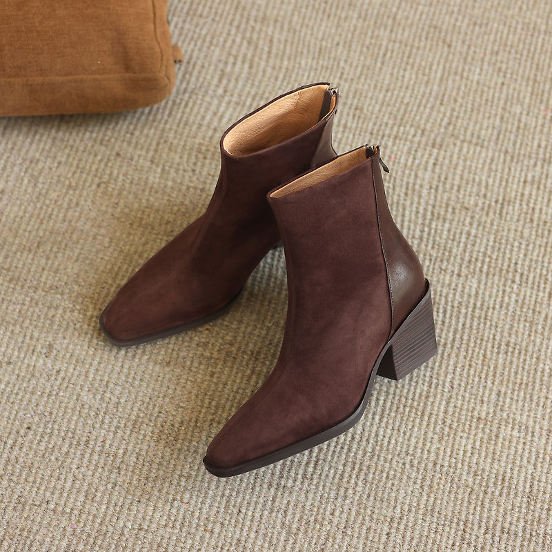 2027年新作ブランド 本革ブーツ レトロハイヒール アンク - Leather Work Women Shoes のレビューと価格