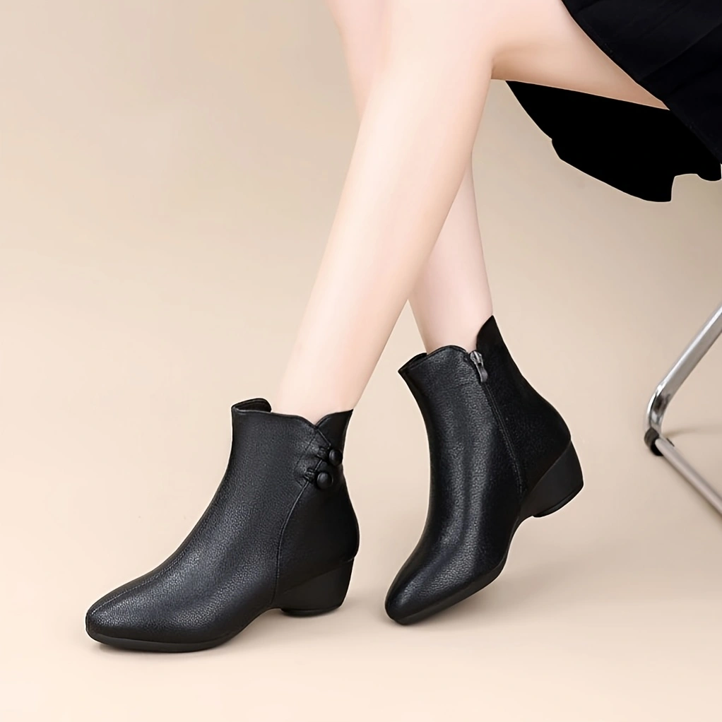レディース ショートブーツ ミドル ウエッジソール アンクル - Leather Work Women Shoes のレビューと価格