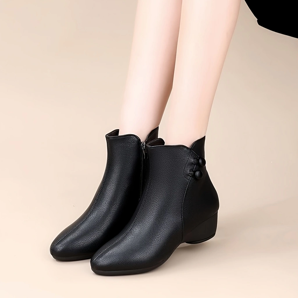 レディース ショートブーツ ミドル ウエッジソール アンクル - Leather Work Women Shoes のレビューと価格