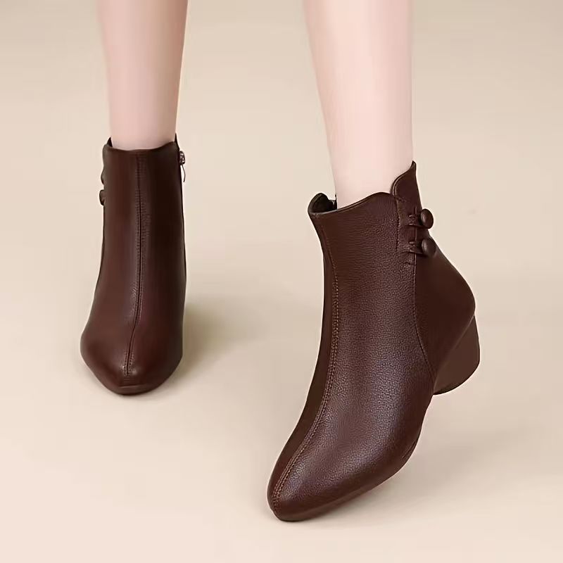 レディース ショートブーツ ミドル ウエッジソール アンクル - Leather Work Women Shoes のレビューと価格