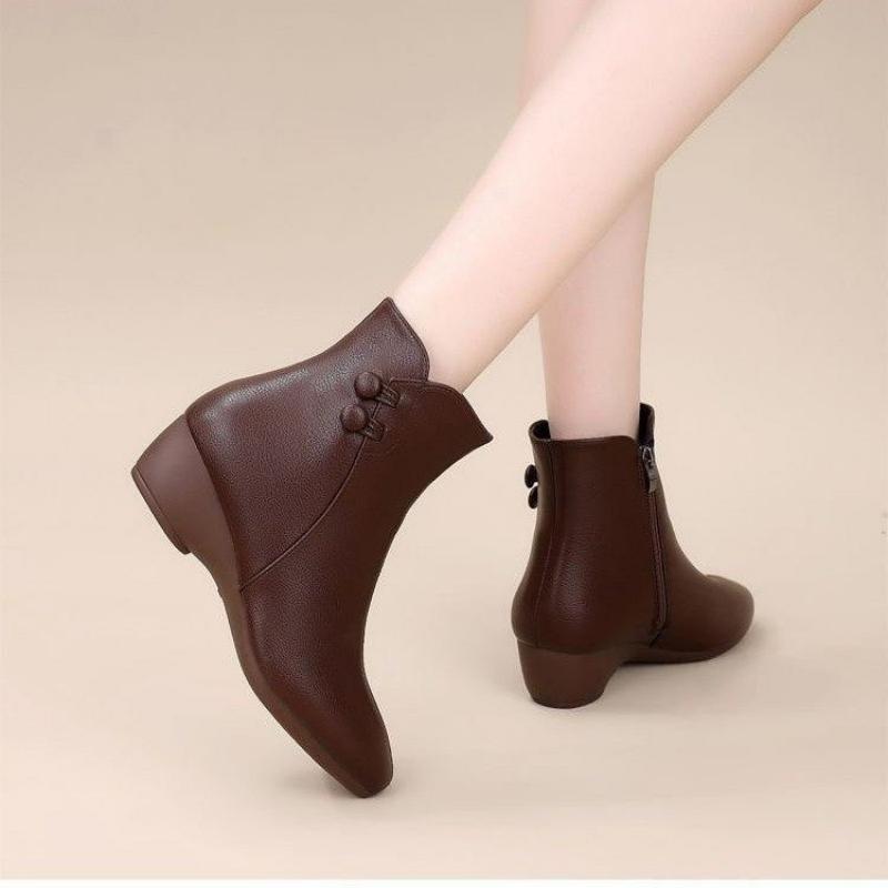 レディース ショートブーツ ミドル ウエッジソール アンクル - Leather Work Women Shoes のレビューと価格