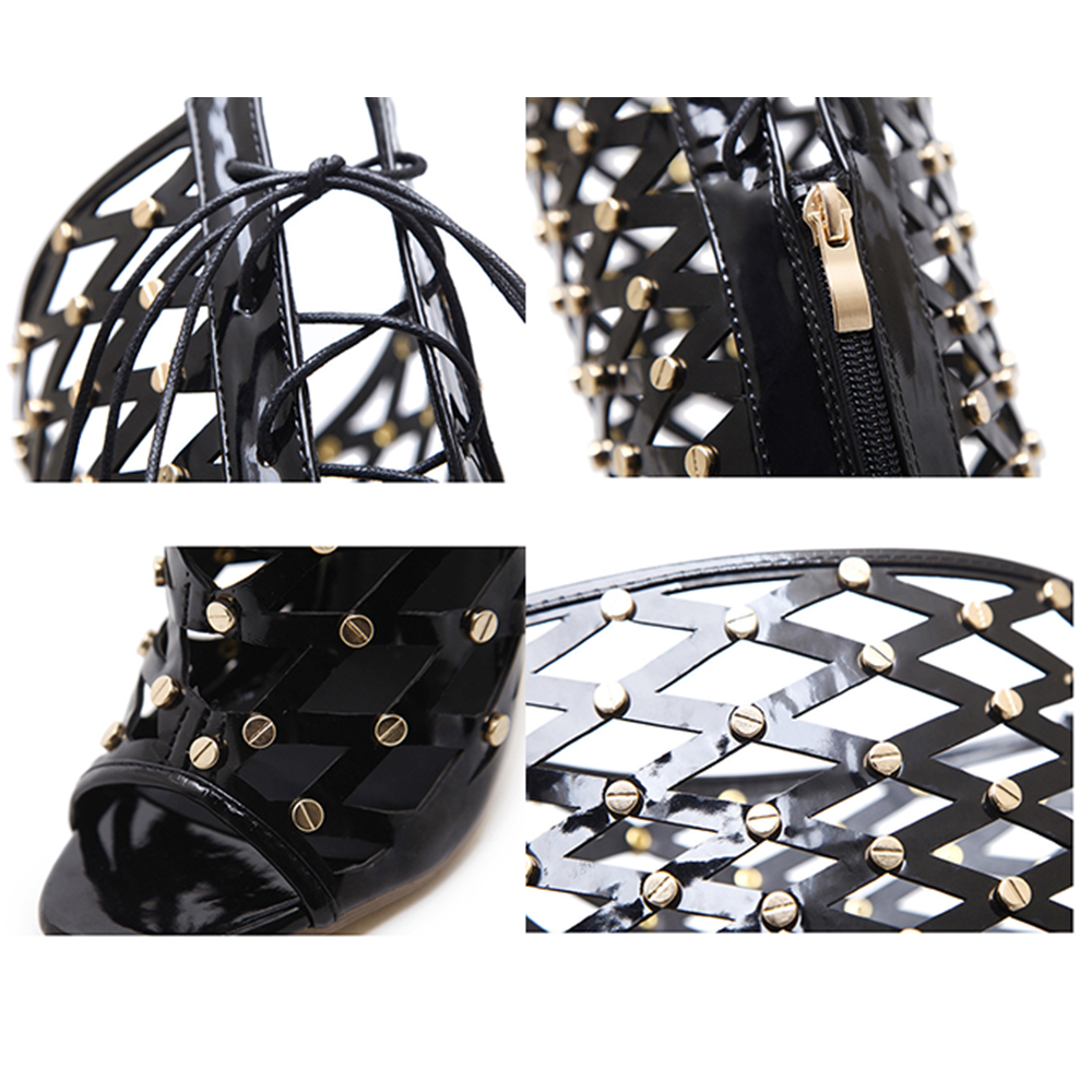 レディース春夏新作リベットクールブーツセクシー中空サンダルフ - Leatherwork Rivets のレビューと価格