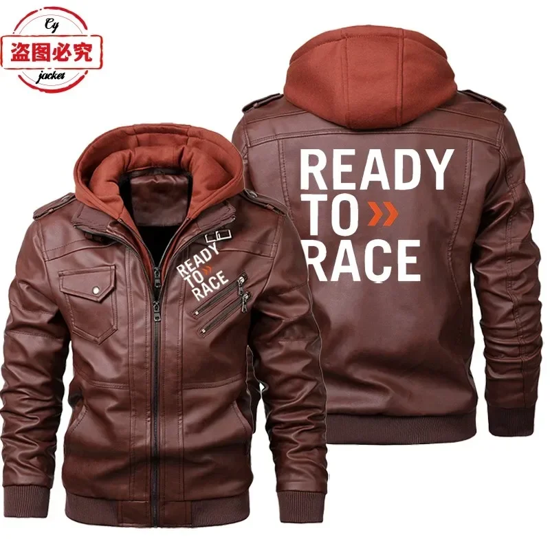 レース準備完了ロゴ入りオフロード耐久レース用フード付きレザー - Leather Work Jacket With Hood のレビューと価格