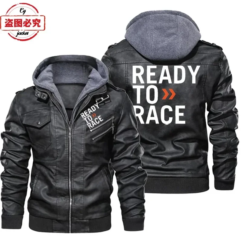 レース準備完了ロゴ入りオフロード耐久レース用フード付きレザー - Leather Work Jacket With Hood のレビューと価格