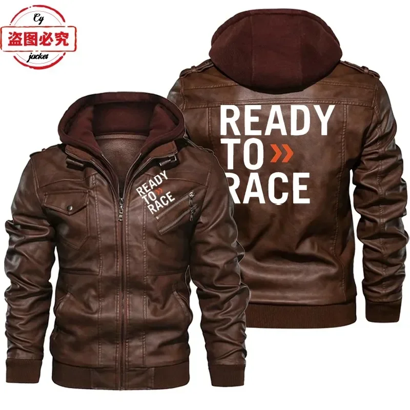 レース準備完了ロゴ入りオフロード耐久レース用フード付きレザー - Leather Work Jacket With Hood のレビューと価格