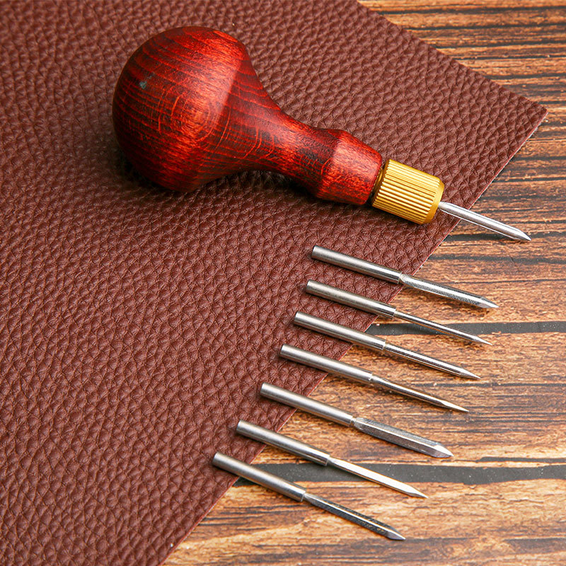 日曜大工の革製パンチオール、交換可能なニードルヘッド、手作り - Leatherwork Hole Punch のレビューと価格