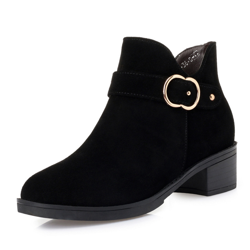 プラスサイズ 35-42 快適なスエードアンクルブーツ 秋冬 - Leather Work Women Shoes のレビューと価格