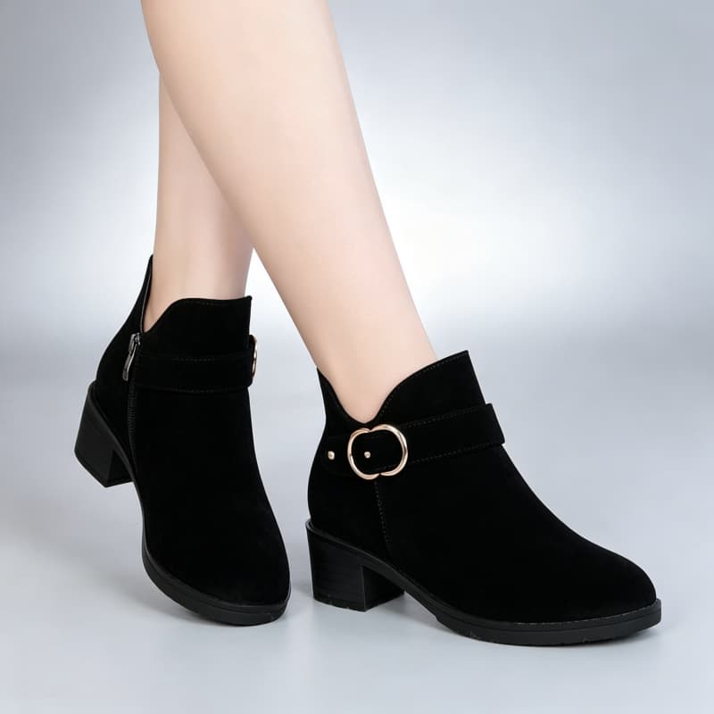 プラスサイズ 35-42 快適なスエードアンクルブーツ 秋冬 - Leather Work Women Shoes のレビューと価格