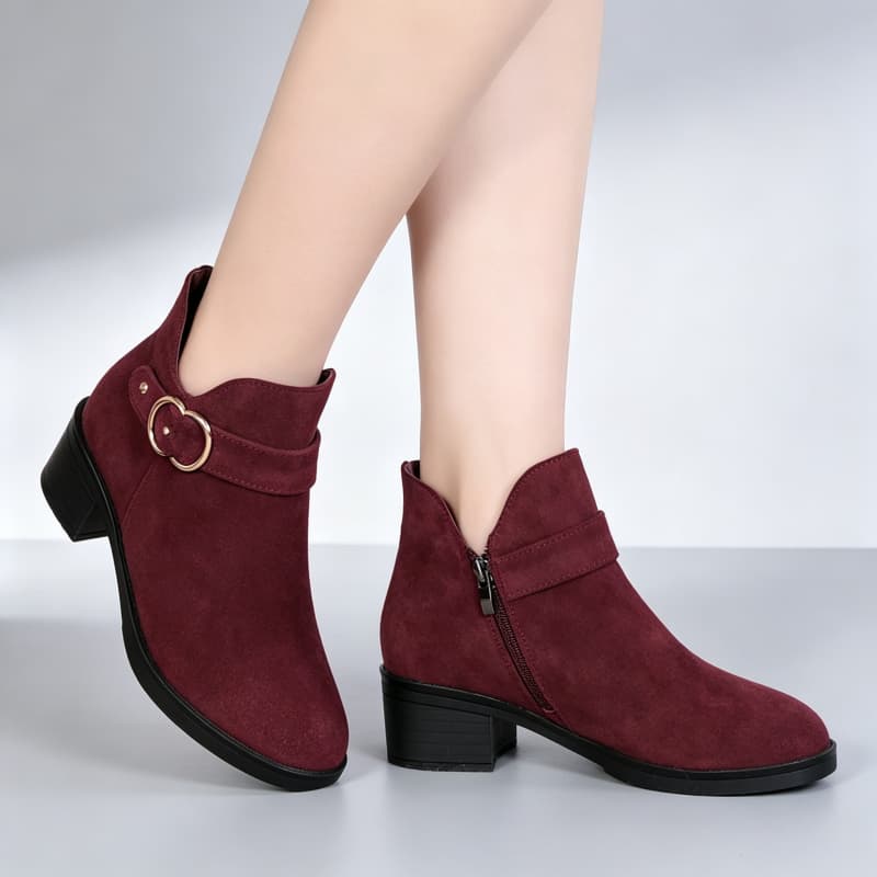 プラスサイズ 35-42 快適なスエードアンクルブーツ 秋冬 - Leather Work Women Shoes のレビューと価格