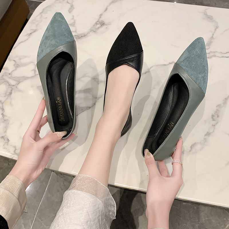 レディース向けフラットブラックレザーシューズ 秋向け万能ロー - Leather Work Women Shoes のレビューと価格