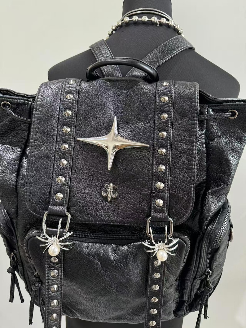 ゴシックパンク Pu レザーショルダーバッグリベット Y2K - Leatherwork Rivets のレビューと価格