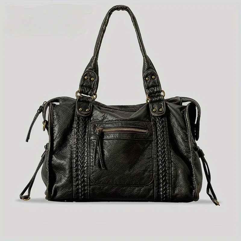 レディースファッションヴィンテージウォッシュドソフトレザート - Leatherwork Rivets のレビューと価格