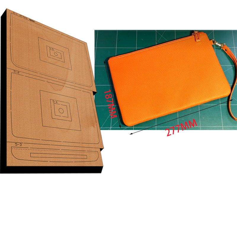 日本の鋼の刃の木製ジッパー付きポケット,革のクラッチ,パンチ - Leathercraft Japan のレビューと価格