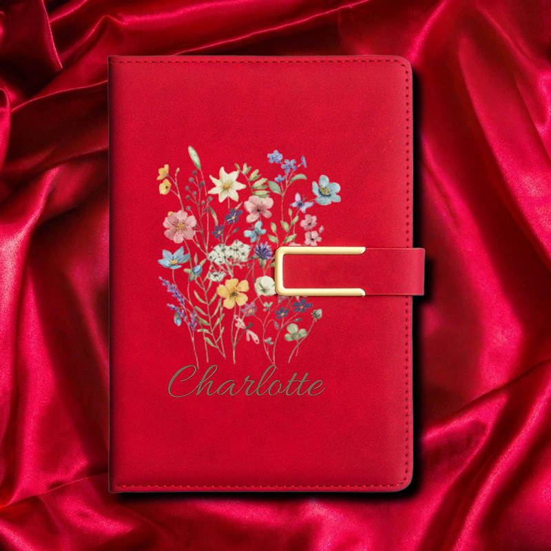 A5 花柄モノグラムカスタムネームフェイクレザーハードカバー - Leatherwork Journal のレビューと価格