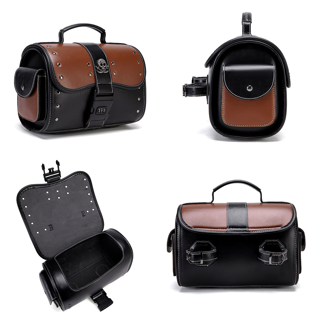 ヴィンテージスカルオートバイサイドバッグリベットエッジデザイ - Leatherwork Rivets のレビューと価格