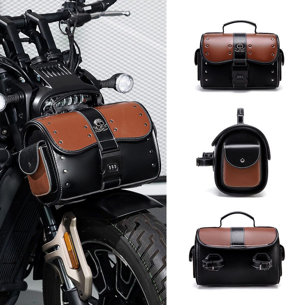 ヴィンテージスカルオートバイサイドバッグリベットエッジデザイ - Leatherwork Rivets のレビューと価格
