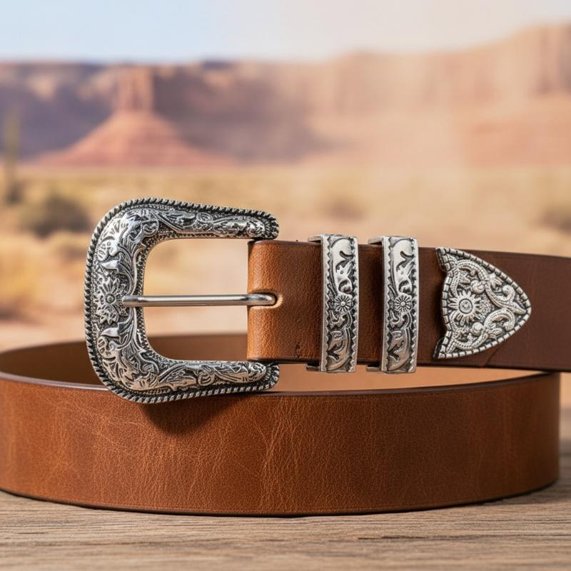 3ピースベルトバックルセット ヴィンテージスタイル彫刻ピンバ - Belt Buckle Blank のレビューと価格