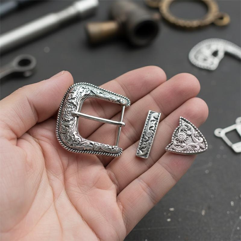 3ピースベルトバックルセット ヴィンテージスタイル彫刻ピンバ - Belt Buckle Blank のレビューと価格