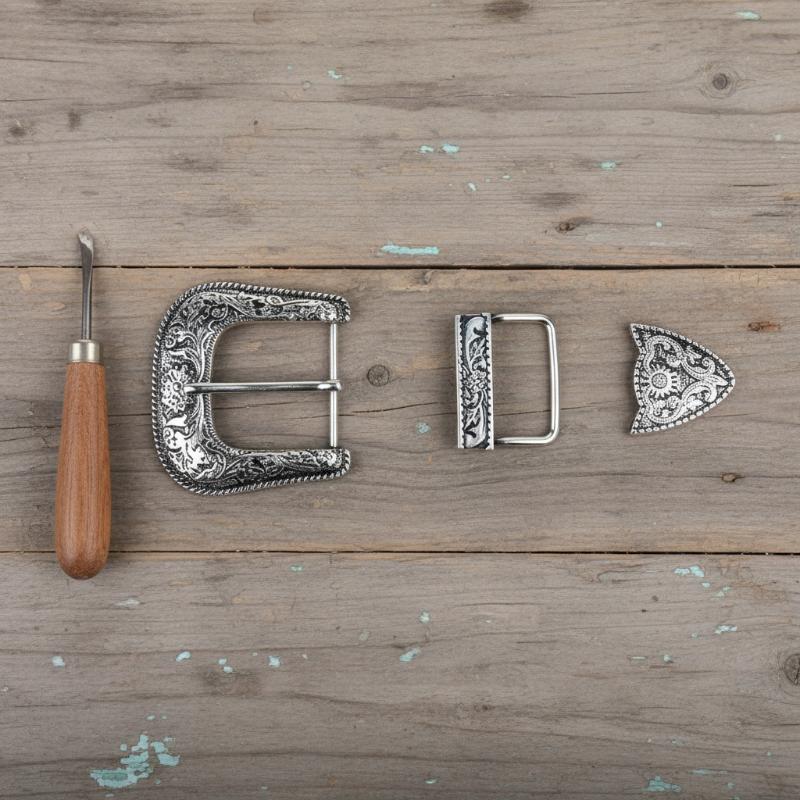 3ピースベルトバックルセット ヴィンテージスタイル彫刻ピンバ - Belt Buckle Blank のレビューと価格