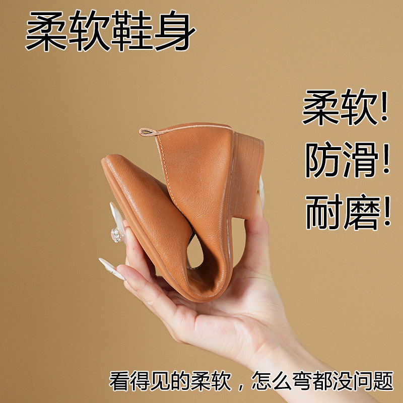春と秋のファッション新しいスクエアヘッドソフトレザーワークシ - Leather Work Women Shoes のレビューと価格